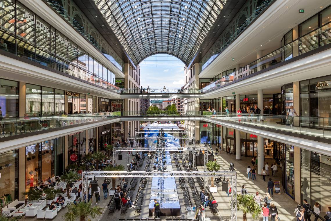 The interiors of the Mall of Berlin at Leipziger Platz